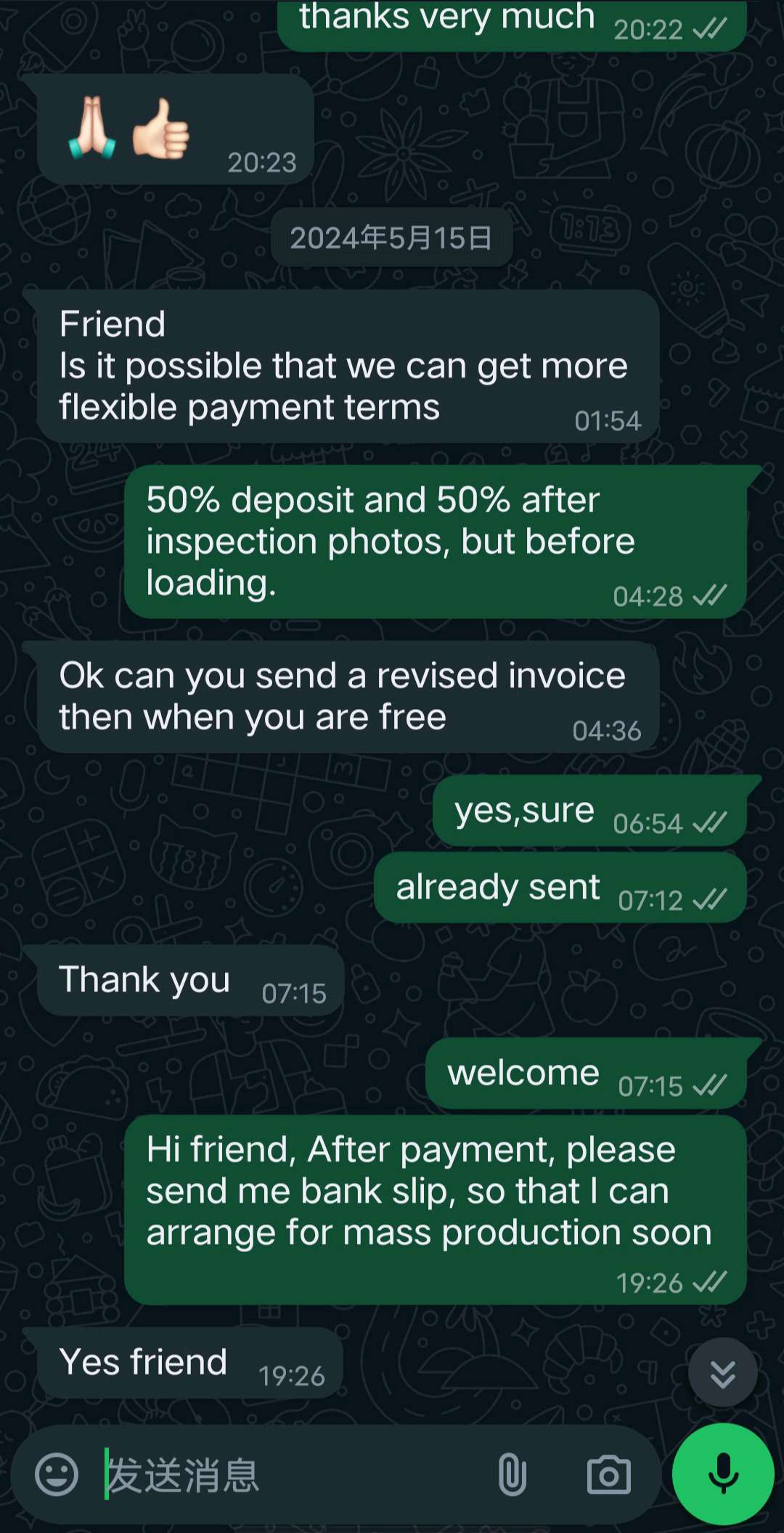 Gràcies pel meu client Feu una comanda per a un contenidor després de provar ...